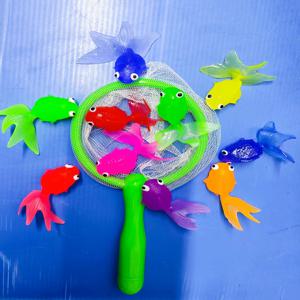 어린이 물 장난감 부드러운 고무 해양 생물 부표 금붕어 그물 낚시 모델 수영 욕조 휴일 선물