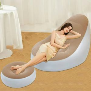 게으른 소파 의자 야외 캠핑 라운지 거실 풍선 다다미 좌석을위한 발판이있는 접이식 휴대용 몰려 들고 안락 의자