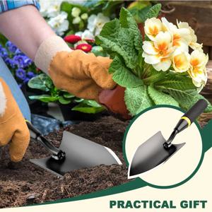 정원 삽 고무 처리 된 손잡이가있는 헤비 듀티 핸드 탄소강 흙손, 부지런한 농부 토양 심기 파기 이식