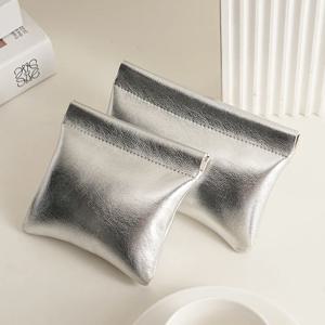 슈퍼 쿨 작은 실버 지갑 휴대용 데이터 케이블 보관 가방 스냅 자동 클로저 유선 이어폰 미니 디지털 주머니