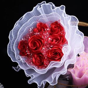 4 야드 * 28CM 포장 레이스 종이 꽃 포장 메쉬 원사 꽃다발 롤 웨이브 원사 진주 가장자리 메쉬 수제 공예 꽃집