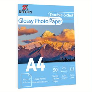 120GSM 50매 A4 양면 인화지 고광택 인화지 8.3x11.7 인치 잉크젯 프린터와 호환 가능