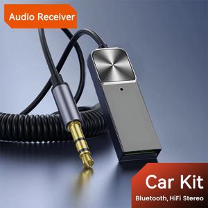 블루투스 5.5 차량용 키트 AUX 오디오 리시버 USB to 3.5mm 하이파이 스테레오 음악 내비게이션 핸즈프리 마이크 무선 어댑터 송신기