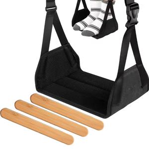 비행기 용 조절 가능한 스트랩이있는 최신 발 해먹 발 받침대, 비행기 여행 사무실 작업을위한 휴대용 책상 발 해먹