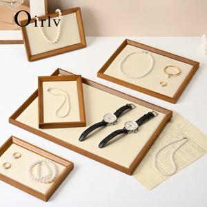 Oirlv 나무 보석 주최자 트레이 보석 디스플레이 소품 보석 키 스토리지 팔찌 목걸이 트레이 귀걸이 반지 디스플레이 플레이트