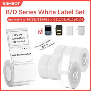 Niimbot 화이트 라벨 용지 롤 Niimbot B1 B21 B3S D110 미니 휴대용 프린터 용 열 자체 접착 라벨 프린터 스티커