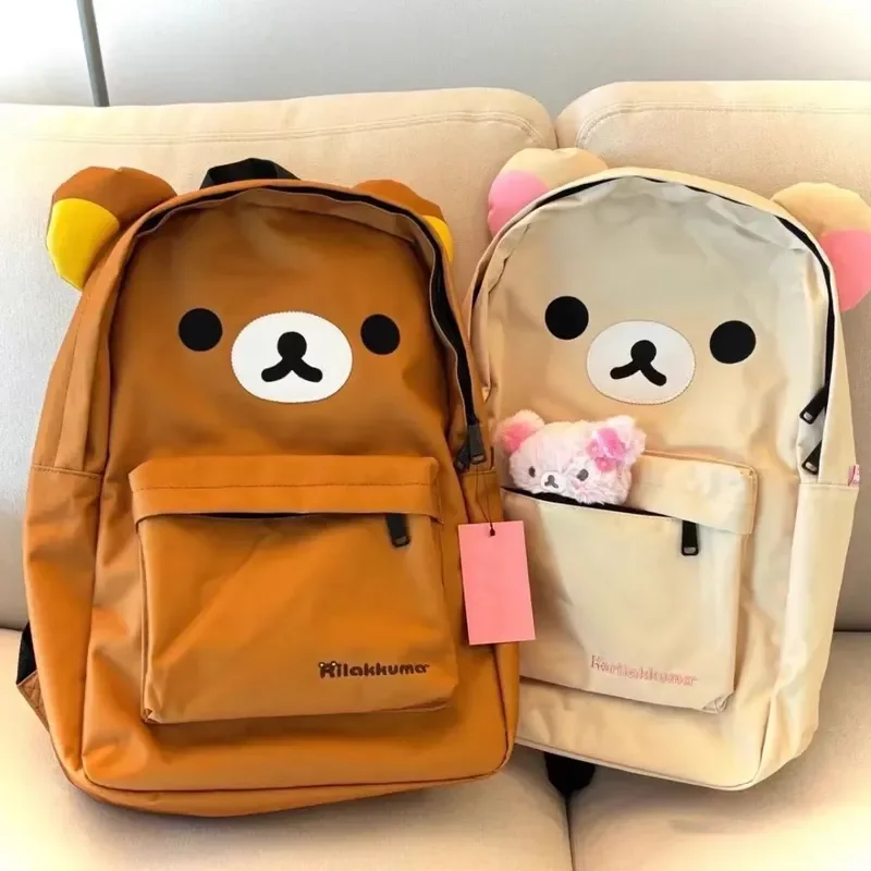 Kawaii Bear Rilakkumas 배낭 대용량 배낭 세련된 학생 학교 가방 어깨 가방 Schoolbag 선물