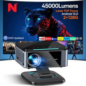 XIWBSY 2025 레이저 TOF 포커스 프로젝터 45000루멘 영화 휴대용 4K 안드로이드 12.0 LED 프로젝터 WIFI6/20MS
