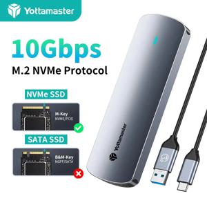 Yottamaster USB3.2 NVMe 케이스 M.2 SSD 인클로저 유형 C 10Gbps NVMe PCIE 솔리드 스테이트 드라이브 케이스 어댑터 PC 노트북 용 보관함
