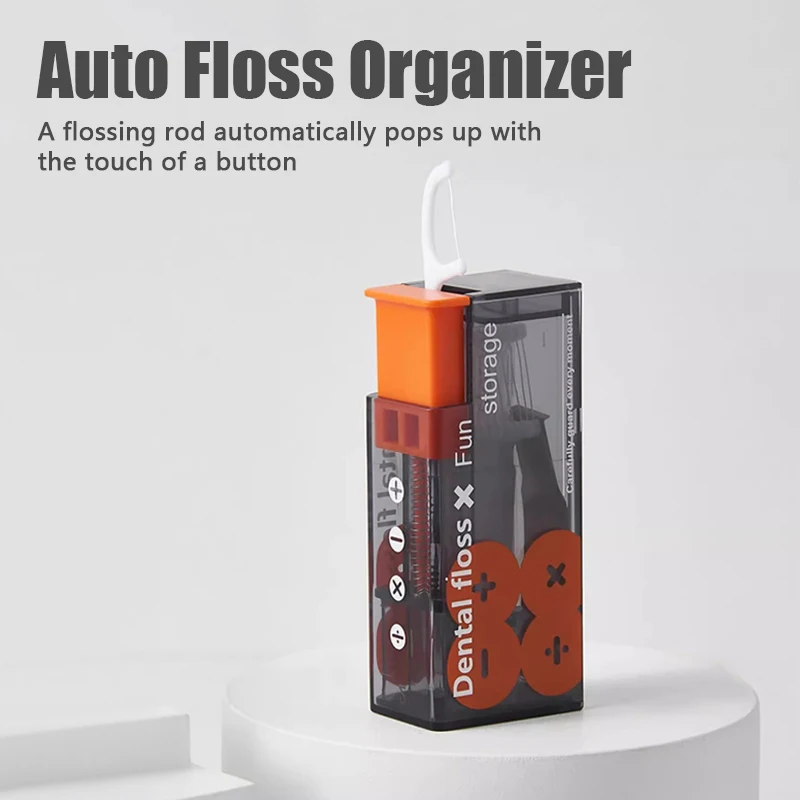 휴대용 치실 디스펜서에는 10Pcs 치실 자동 이젝터블 치실 주최자 구강 관리 프레스 온 일회용 치실 스틱이 포함되어 있습니다.