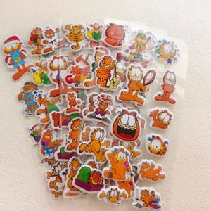 어린이를위한 무작위 5Pcs 가필드 3D 버블 스티커 Diy 데스크탑 장식 소녀의 전화 케이스 스티커 어린이 보상 장난감