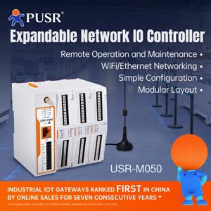 Pusr 52포트 원격 I/O 컨트롤러 모듈 듀얼 밴드 와이파이 이더넷 모드버스/JSON 확장형 I/O 네트워크 릴레이 Usr-M050