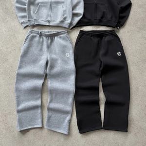 가을 Drawstring 지퍼 운동복 솔리드 컬러 캐주얼 하이 스트리트 힙합 랩 스트리트 Y2K 스타일 하이 웨이스트 바지