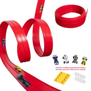 유연한 레이싱 트랙 어린이 장난감 DIY 더블 트랙 레이싱카 램프 1/64 자동차 호환 휴대용 롤업 남자아이 크리스마스 선물