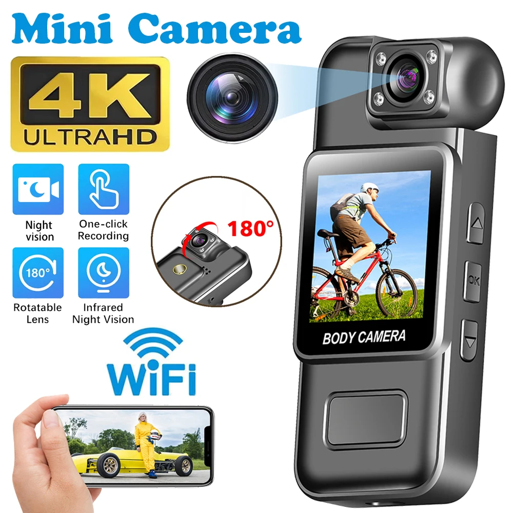 울트라 HD 4K 와이파이 미니 카메라, 휴대용 디지털 비디오 녹음기, 경찰 바디캠, 적외선 야간 투시경, 스포츠 DV 라이딩 캠코더