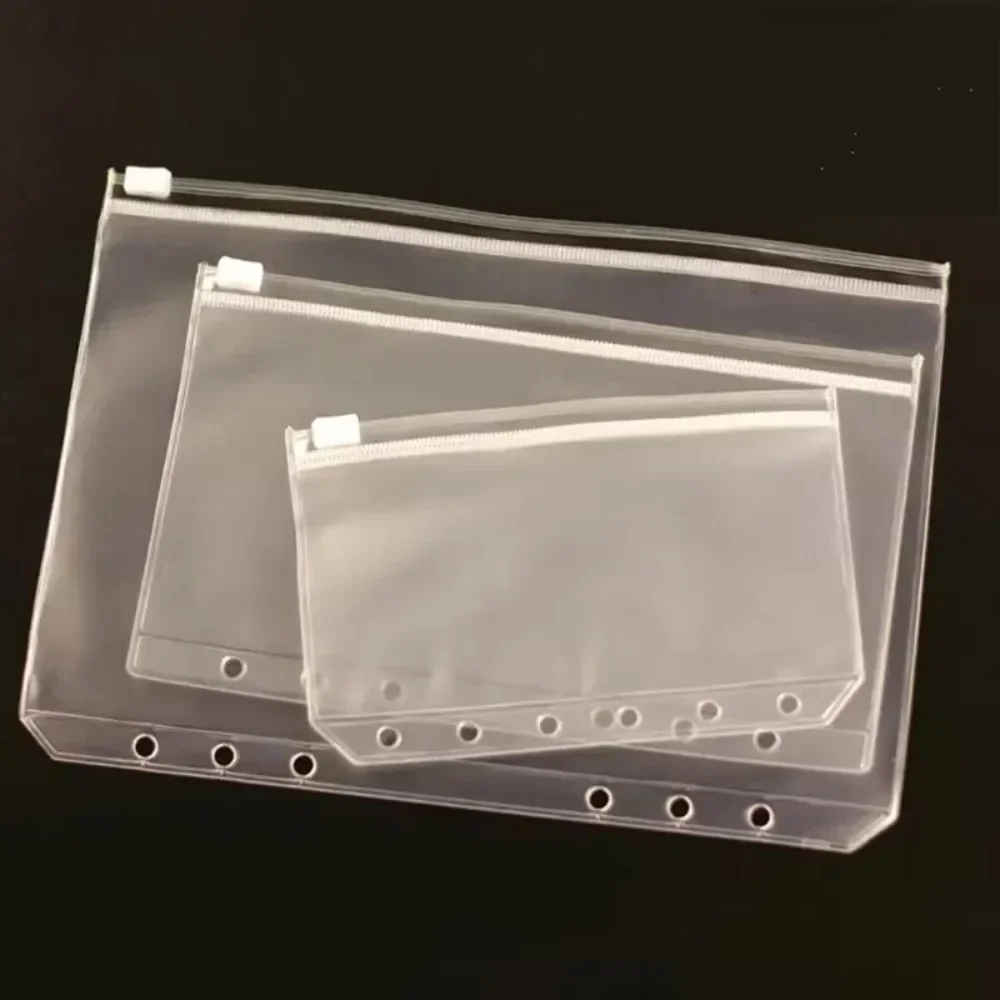 10Pcs A5 A6 A7 바인더 포켓 바인더 지퍼 폴더 6 링 노트북 디바이더 페이지 방수 PVC 리프 문서 서류 가방