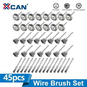 XCAN 45pcs 와이어 휠 컵 브러시 세트 미니 Dremel 로타리 도구에 대 한 스테인레스 스틸 연마 브러시 금속 녹 제거 브러시 세트