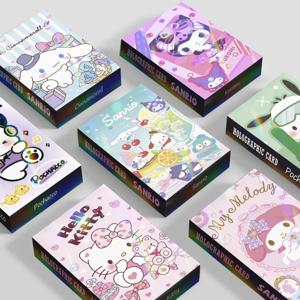 만화 레이저 소형 카드 산리오 주변기기 플래시 카드 30개 양면 레이저 사진 카드, 홀로그램 카드 로모 카드
