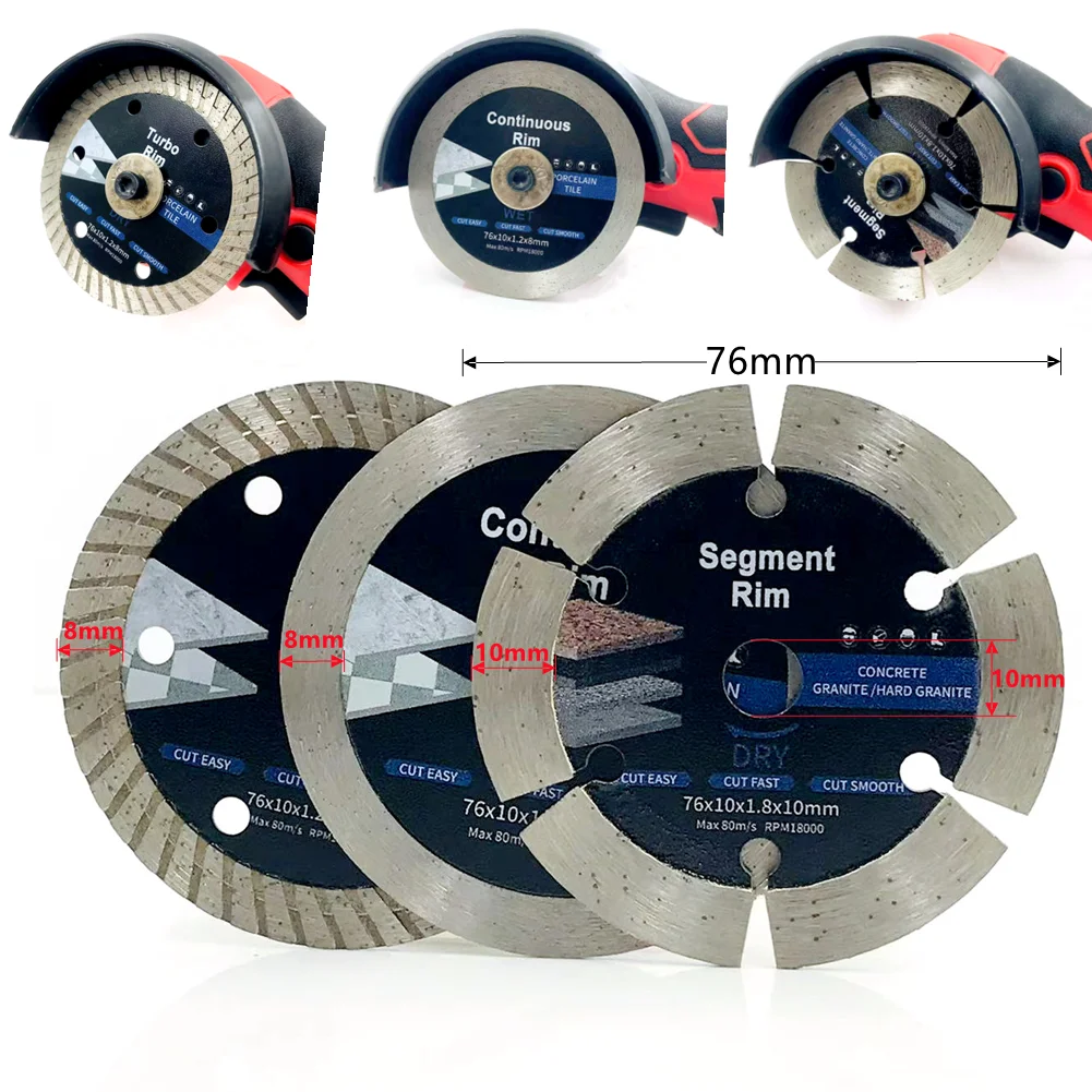 1/3/5PCS 76mm 미니 톱 블레이드 다이아몬드 디스크 절단 콘크리트 나무 정신 타일 커터 화강암 3 인치 유리 대리석 절단 디스크