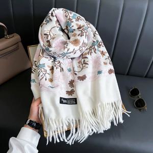 여성을위한 새로운 겨울 따뜻한 캐시미어 스카프 자수 Pashmina 담요 두꺼운 목도리 랩 Neckerchief Fashion Bufanda Echarpe Poncho