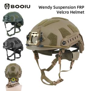 BOOIU 전술 헬멧 FRP 벨크로 탄도 헬멧 더블 라인 조절 가능한 손잡이가있는 하이 컷 웬디 서스펜션 탄도 헬멧