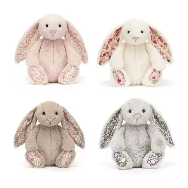 꽃 귀가있는 보니 토끼 플러시 장난감 Kawaii 인형 인형 소프트 소파 쿠션 어린이 생일 선물 룸 장식