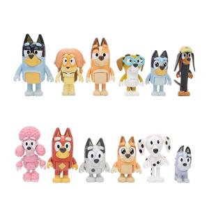 Bluey 피규어 귀여운 강아지 산적 칠리 빙고 인디 클로이 애니메이션 액션 피규어 움직일 수있는 관절 모델 인형 장식품 어린이 장난감 선물
