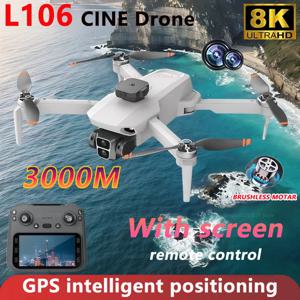 L106 드론 8K HD 듀얼 카메라 브러시리스 모터 장애물 회피 기능 탑재 스크린 리모컨 포함 4축 RC 드론 장난감 (어린이 및 성인용)