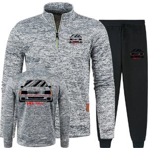 레트로 Wrc 205 Gti 자동차 랠리 레이싱 남성 후드티 바지 투피스 세트 스웨트셔츠 하프 지퍼 소프트 플리스 터틀넥 스웨터