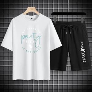 남성용 여름 퀵 드라이 파티 스타트 프린트 그래픽 티셔츠 슈트 트랙수트 반팔 티셔츠