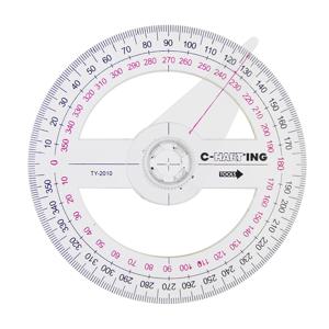2Pcs 뜨거운 판매 모든 원형 10cm 플라스틱 360 학위 포인터 각도기 눈금자 각도 파인더 스윙 암 학교 사무용품