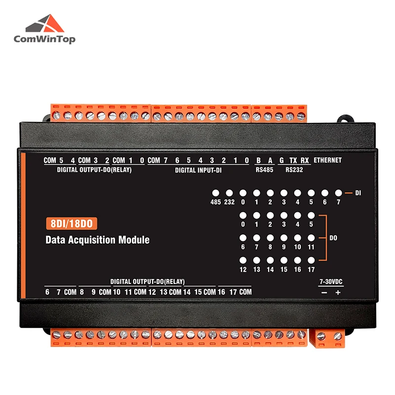 절연 설계를 갖춘 CWT-MB328B 8DI+18DO 이더넷 Modbus Tcp 컨트롤러
