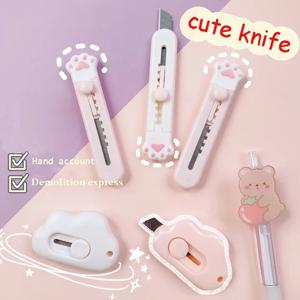 귀여운 고양이 발 구름 유틸리티 나이프 미니 포켓 크기 공예 포장 상자 종이 봉투 커터 편지 오프너 학생 미술 용품