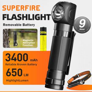 2025 SUPERFIRE TH04 LED 헤드램프 타입 C 충전식 헤드라이트 18650 헤드 플래시라이트 (표시등 자석 테일 포함), 캠핑 라이트