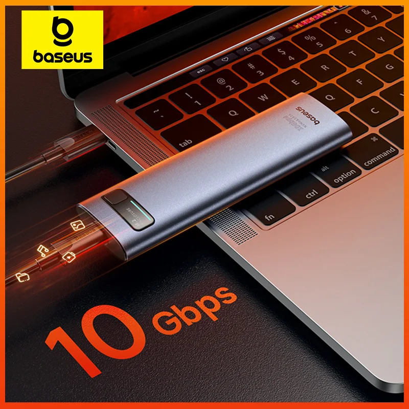Baseus M2 SSD 케이스 NVMe SATA 듀얼 프로토콜 10Gbps M.2-USB 유형 C 3.2 Gen 2 휴대용 SATA NVMe 외부 인클로저 SSD 박스 케이스