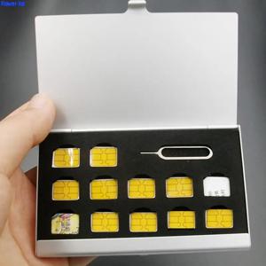 12-슬롯-NANO + 1-슬롯-카드-핀 알루미늄 휴대용 SIM 마이크로 핀 SIM 카드 나노 메모리 카드 보관함 케이스 보호 홀더 1Pc