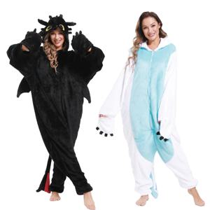 Kigurumi Onesie 성인 여성을위한 만화 잠옷 남성 동물 잠옷 이빨없는 파자마 드래곤 코스프레 의상을 훈련하는 방법