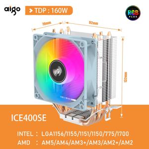 Aigo CPU 쿨러 2 4 6 히트 파이프 PC 라디에이터 냉각 Intel 1700 1150 1155 1156 1366 AM2/AM3/AM4 AMD 용 3PIN PWM 자동 Rgb 팬