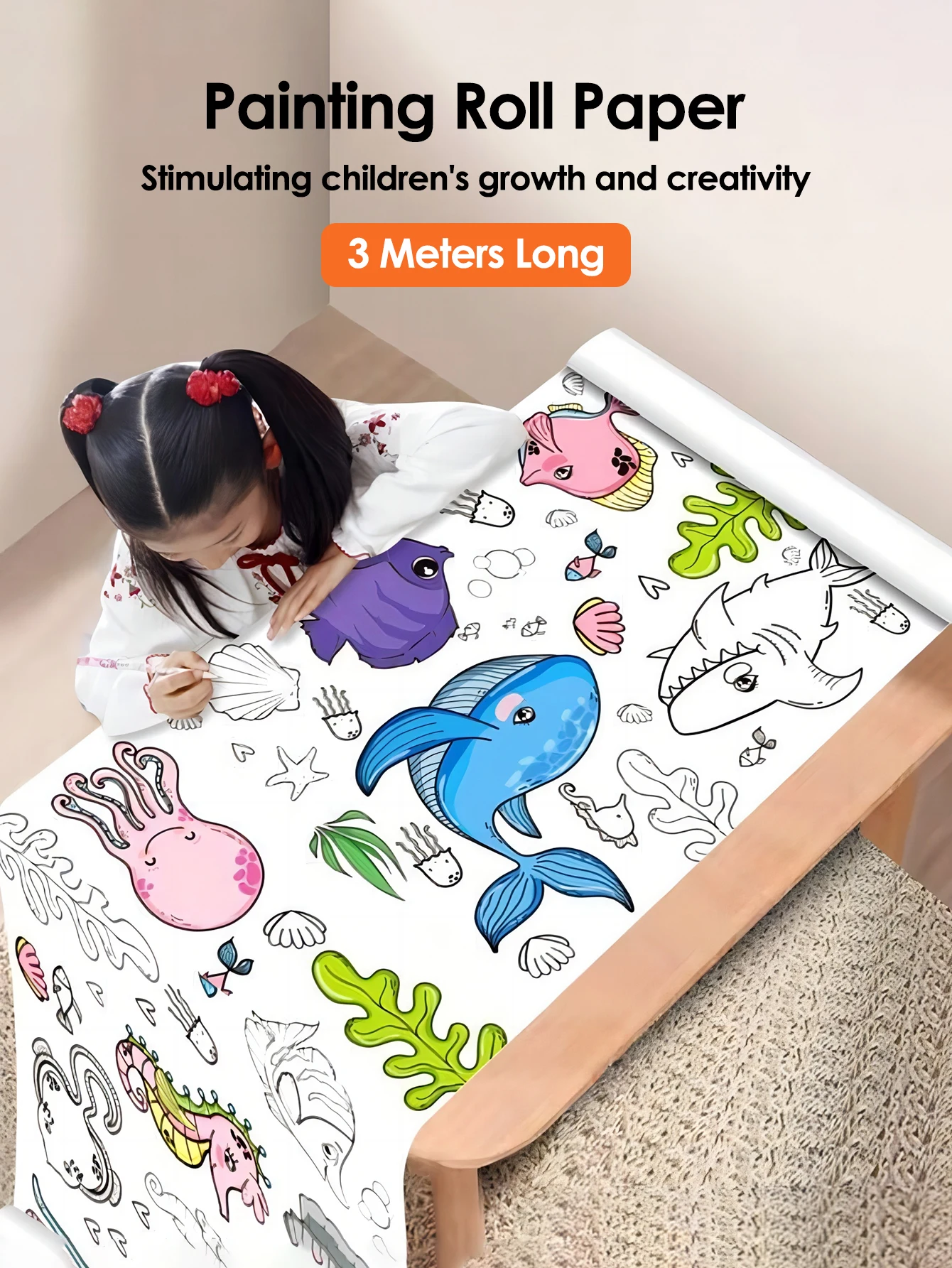 어린이 드로잉 롤 DIY 스티커 색상 작성 종이 어린이를위한 색칠 종이 롤 DIY 그림 그리기 조기 교육 장난감