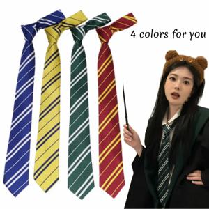 4가지 색상 해리드 포터 넥타이 마법 학교 좁은 줄무늬 넥타이 할로윈 코스프레 넥타이 테마 파티 의상 소품 145cm
