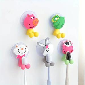 5pc 귀여운 만화 동물 칫솔 홀더, 벽 OuntedToothbrush 스토리지 랙, 욕실 다기능 벽 후크, 칫솔 홀더