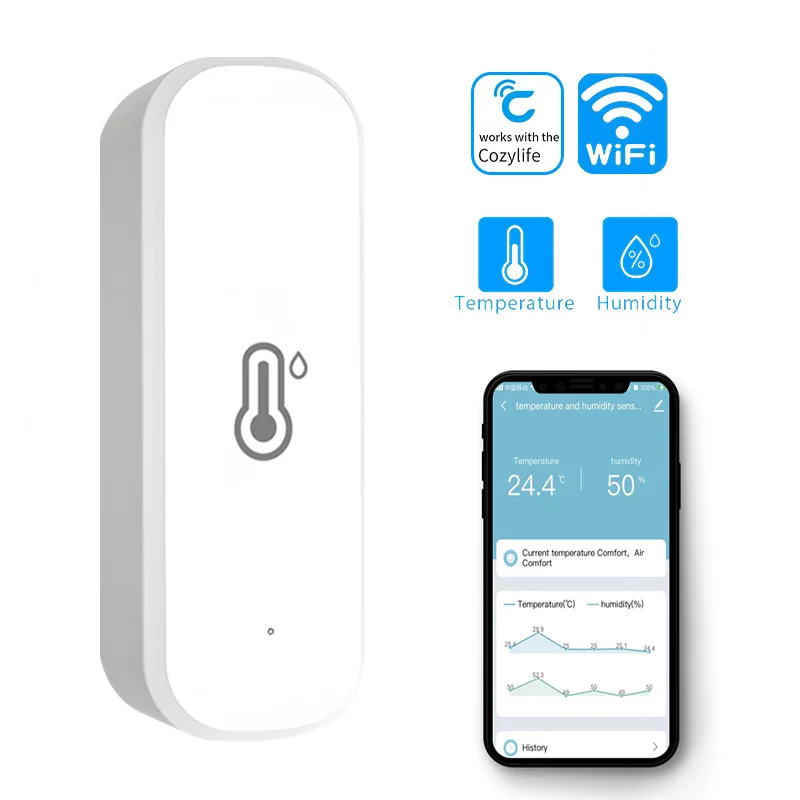 Cozylife 스마트 온도 습도 센서 실내 습도계 컨트롤러 Alexa Google 홈 Xiaoai APP 음성 제어와 함께 작동