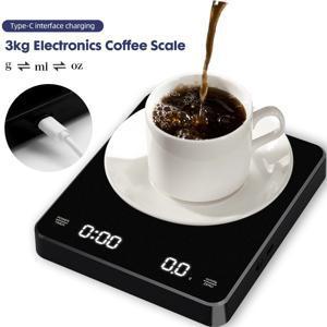 타이머가 있는 0.1g/3kg 디지털 커피 스케일 LED 스크린 에스프레소 USB 온스/ml/g 주방 스케일의 고정밀 측정
