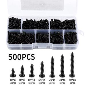 340/500 Uds M3/M4/M3.5/M4.8 플랫 헤드 크로스 나사 자가 태핑 나사 세트 가구용 혼합 키트
