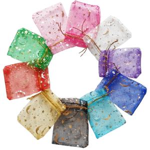 25/50/100pcs 문 스타 Organza 선물 가방 웨딩 파티 캔디 가방 쥬얼리 포장 도매에 대 한 여러 가지 빛깔의 보석 선물 파우치
