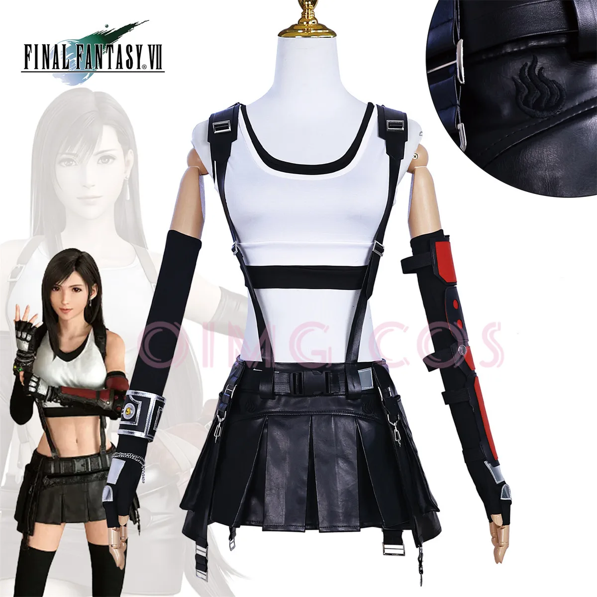 Tifa Lockhart 코스프레 의상 카니발 유니폼 가발 애니메이션 할로윈 의상 여성 게임