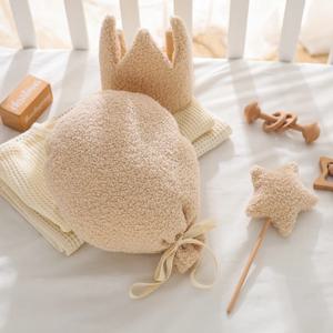 아기 테디 벨벳 풍선 크라운 모자 모자를 쓰고 있죠 스타 요정 스틱 생일 축하 파티 장식 신생아 사진 액세서리