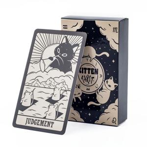 새끼 고양이 타로 데크 78Pcs 초보자를위한 귀여운 흑백 버전 신비한 보드 게임 재미있는 운세 키트