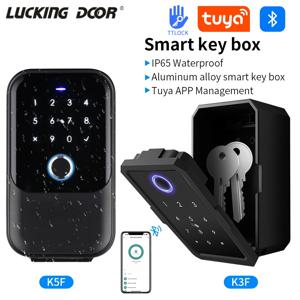 방수 키 안전 상자 스마트 지문 저장 비밀 키 안전 상자 Tuya 또는 TTlock App Bluetooth to WiFi Hub 잠금 해제 자물쇠