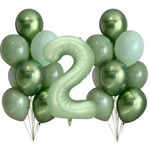 32/40 인치 빈티지 녹색 번호 풍선 라텍스 녹색 풍선 베이비 샤워 성인 어린이 생일 축하 파티 장식 세트